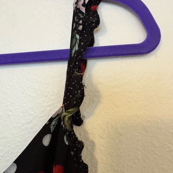 VTG Mica Mimi Maternity Y2K Cherry Floral Midi Dress Ruffle Large Black EUC - Picture 7 of 9